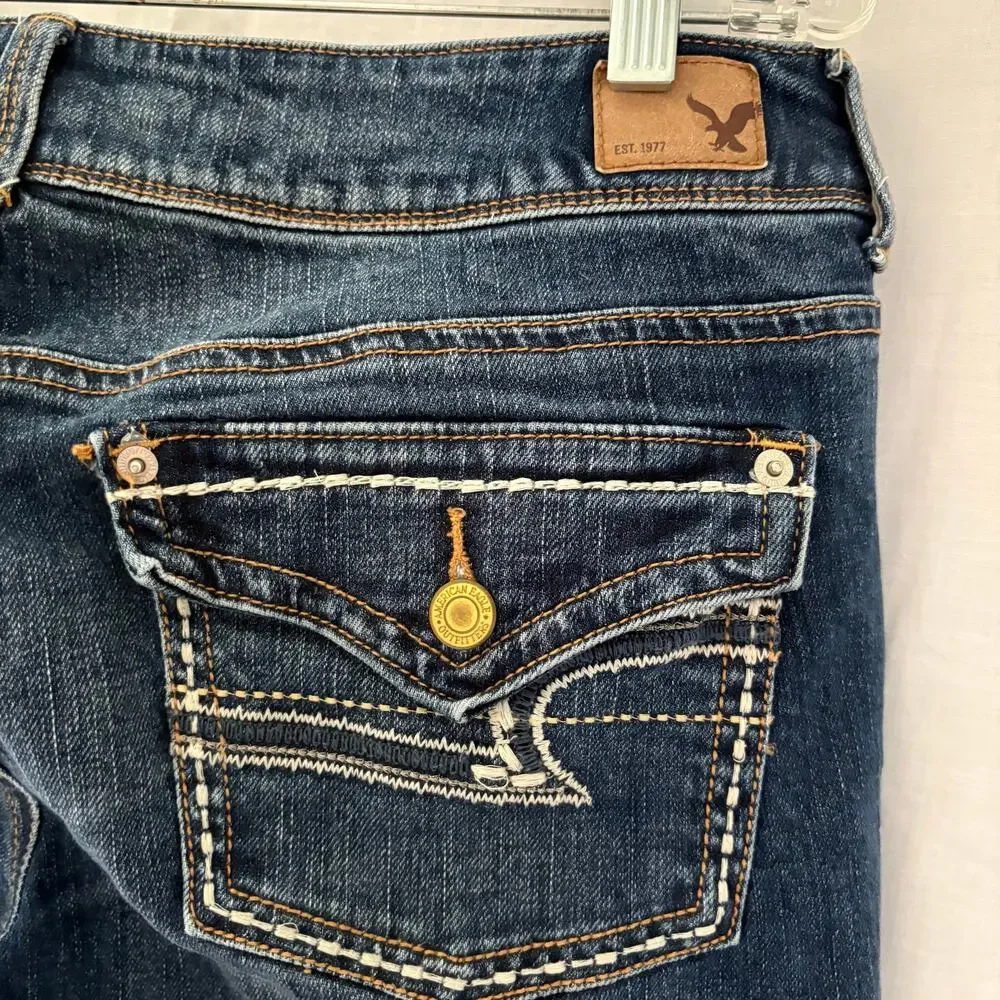 American Eagle Outfitters Kick Boot Womens 14 (35x31) Jeans Stretch Flap Pocket - Picture 4 of 7